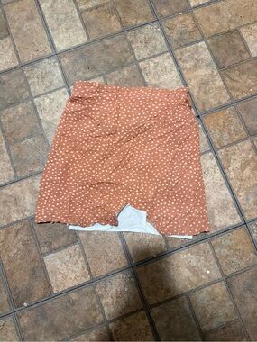 Polka Dot Mini Skirt - Rust Orange